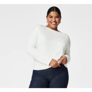 NWT SPANX White AirEssentials Boat Neck Long Sleeve Top (S)